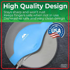 Mindful Design Pizza Cutter Wheel with Protective Blade Cover, Easy to Clean and Dishwasher Safe Ergonomic Pizza Slicer (Blue)
