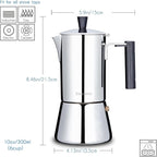 Easyworkz Pedro Stovetop Espresso Maker 6Cup 300ml Stainless Steel Italian Coffee Machine Maker Moka Pot Induction Espresso Pot