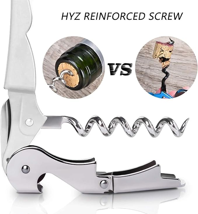HYZ 2-Pack Wine Opener Waiter Corkscrew, Professional Wine Key for Servers, Bartender with Foil Cutter, Manual Wine Bottle Opener Double Hinged (White)