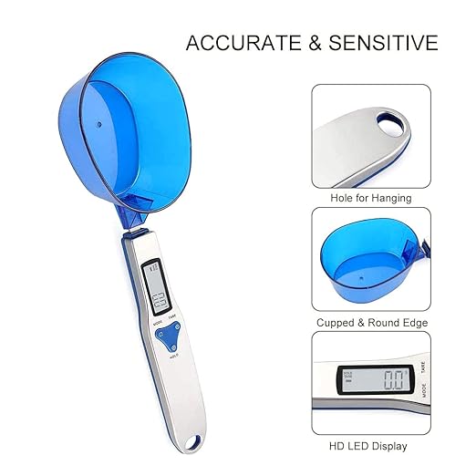 3T6B Grams Digital Kitchen Measuring Spoon,Three Different Specifications Food Scale Spoon with Scale Design, Weight from 0.1 Grams to 500 Grams Support Unit g/oz/gn/ct (with 2 AAA Batteries)