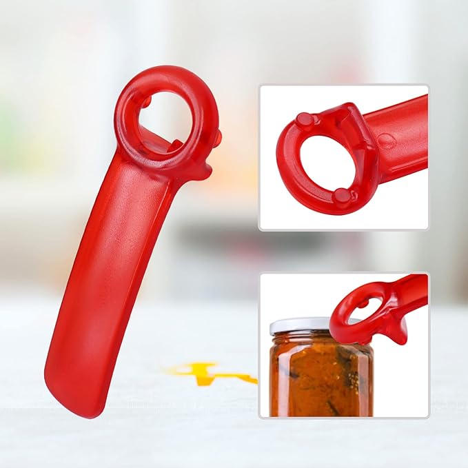 1 Pack Red Jar-key Jar Opener The Original Easy Use by Anyone (Transparent)
