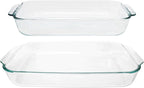 Pyrex Basics Clear Glass Oblong Baking Dish Set, 2-Piece Value Pack (3-Quart & 2-Quart) - Oven, Microwave and Dishwasher Safe, Perfect for Casseroles, Deserts, Food Preparations and so much More - Made in USA