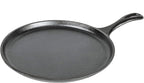Lodge Round Seasoned Cast Iron Griddle - Round-Shaped, Pre-Seasoned Iron Griddle Pan - Non-Toxic, PFAS-Free Cookware - Compatible with Stovetop, Oven, Grill, or Campfire - 10.5 Inches