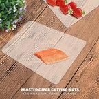 Fotouzy Plastic Cutting Board Set of 7, Frosted Clear Flexible Cutting Mats, BPA-Free, Non-Porous, Dishwasher Safe, Transparent