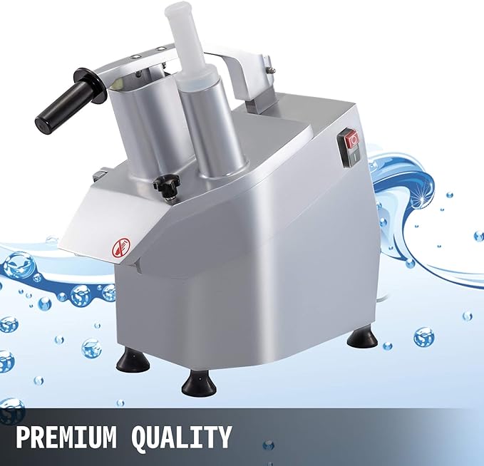 VBENLEM 110V Commercial Food Processor 2 Feeding Holes, 550W Electric Vegetable Slicer 1600 RPM, Stainless Steel Vegetable Processor Detachable 6-blades, 3mm/4mm/7mm Shred, 2mm/4mm Slice