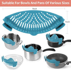 YEVIOR Clip on Strainer for Pots Pan Pasta,Silicone Food Strainer Hands-Free Pan Strainer, Clip-on Kitchen Food Strainer for Spaghetti, Pasta, Ground Beef Fits All Bowls and Pots (Teal)