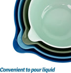 BoxedHome 4 Pack Nesting Mixing Bowl with Pour Spout and Handle, BPA free Microwave & Dishwasher Safe(Green/Blue, 4 Pack with Handle)