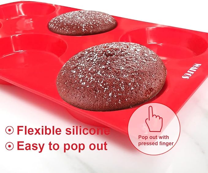 Walfos Silicone Whoopie Pie Baking Pans, 3 Pcs Non-Stick Muffin Top Pan. Food Grade and BPA Free Silicone, Great for Muffin, Eggs, Tarts and More, Dishwasher Safe