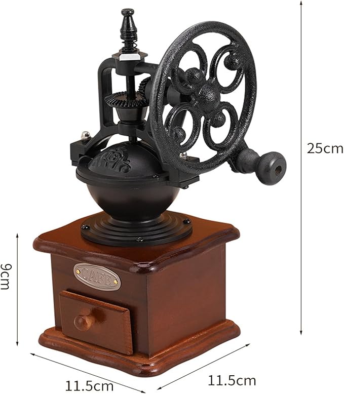 Vintage Manual Coffee Grinder Maker - High Hardness Ceramic Core Coffee Bean Grinder With Solid Wood Base And Drawer Powder Box Classic Coffee Grinders For Home Use