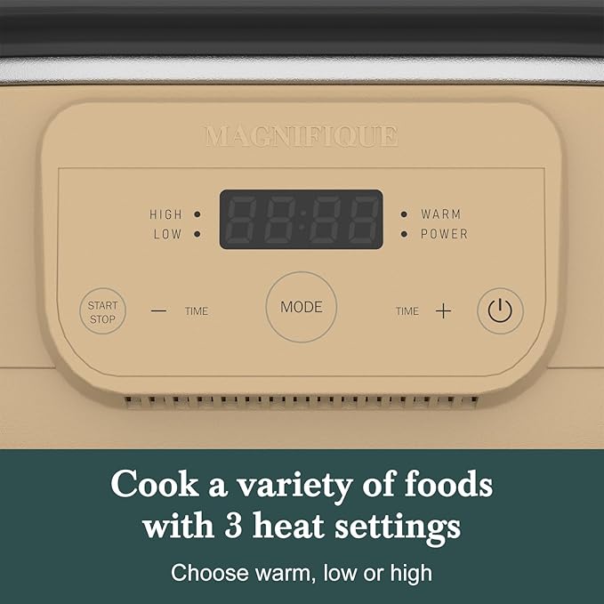 MAGNIFIQUE 6 Quart Programmable Slow Cooker Removable Healthy Nonstick Pot - Small Kitchen Appliance for Family Dinners - Serves 6+ People - Heat Settings: Keep Warm Brown Sugar
