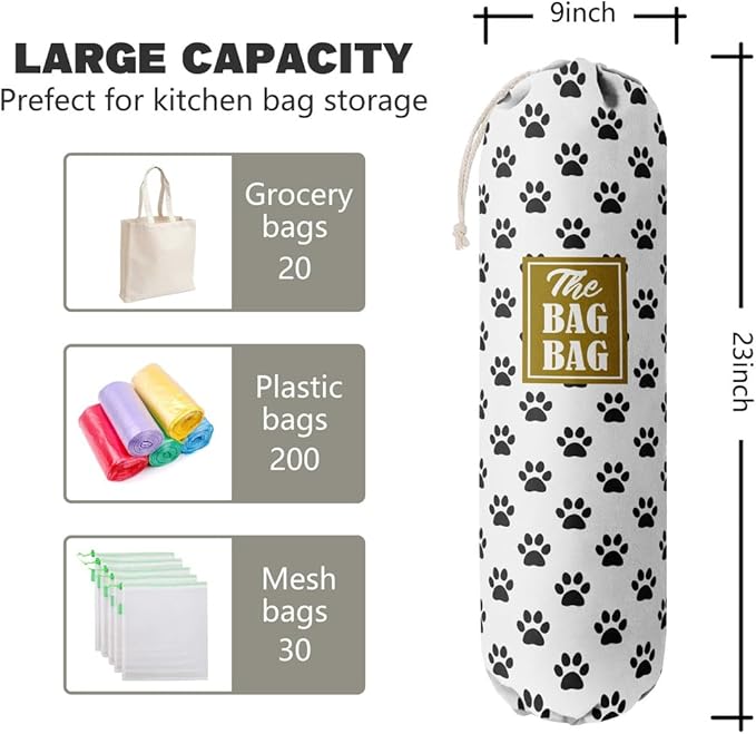 Grocery Bags Holder Organizer For Shopping Bags, Wall Mount Plastic Bags Storage Container Dispensers, Pet Lovers Home Kitchen Bags, The Bag Bag Grocery Bag Holder, Gifts For Women Dog Mom Dad (G-3)