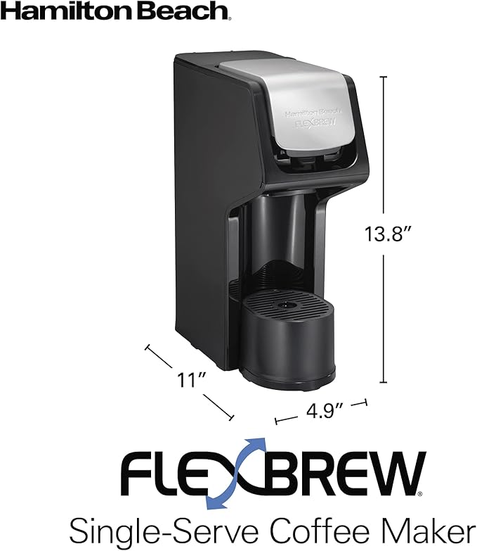 Hamilton Beach FlexBrew Single Serve Coffee Maker, Coffee Machine Compatible with Pod Packs and Grounds, Black Next Gen (49900)