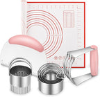 Pastry Cutter, Biscuit Cutter, Dough Scraper, Silicone Baking Mats, Stainless Steel Pastry Blender Set, Dough Cutter Biscuit Cutter Baking Pastry Mat Dough Blender Tools & Pastry Utensils (5 Pcs/Set)