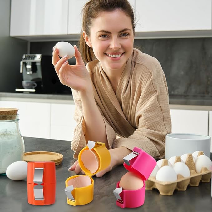 Egg Shell Opener, 2025 New Egg Cracker Tool for Raw Eggs, Stainless Eggs Peeling Tool Kitchen Gadgets, Eggshell Breaker for Hard Boiled Eggs (3pcs)