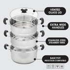CONCORD 10" Stainless Steel 3 Tier Steamer Steaming Pot Cookware 24 CM (Induction Compatible)