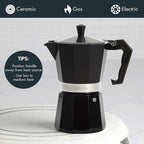 Primula Classic Stovetop Espresso and Coffee Maker, Moka Pot for Italian and Cuban Café Brewing, Greca Coffee Maker, Cafeteras, 6 Espresso Cups, Black