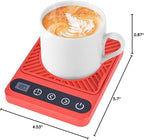 Mug Warmer - Electric Coffee Mug Warmer with Timer,Coffee Cup Warmer for Desk Auto Shut Off,Smart 6-Temperature Control, Coffee Accessories for Coffee Lovers Red
