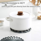 Set of 3 Silicone Trivet Mat - Hot Pot Holder Hot Pads for Table & Countertop - Trivet for Hot Dishes - Non-Slip & Heat Resistant Modern Kitchen Hot Pads for Pots & Pans,Merlot Red