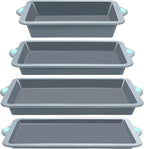 To encounter Silicone Baking Pans Set, 4 Pieces Nonstick Bakeware Set with Baking Pans, Baking Sheets, Cookie Sheets, Cake Pan with Metal Reinforced Frame More Strength, Light Grey