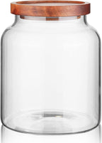 Labina Glass Storage Container Airtight Food Jars Kitchen Canister with Wood Lids, 60 Oz Wide Mouth Pantry Organization Glass Jar for Flour, Sugar, Cookie, Spagetti, Nuts and Candy