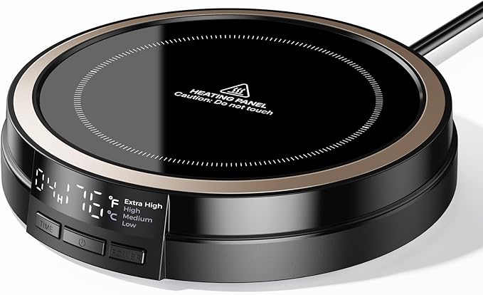 Coffee Mug Warmer for Desk, 50W Fast Heating Cup Warmer with Smart Display, 4 Temps & 12H Timer, Auto Shut Off for Tea, Milk, Hot Drinks - Classic Black