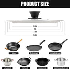 Universal Lid for Pots, Pans and Skillets, Fits 6.5, 7 and 8 Inch Cookware, Replacement Frying Pan Cover with Tempered Glass Top, Stainless Steel Cast Iron Skillet Lids - Heat Resistant Handle