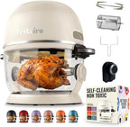Non Toxic Air Fryer™ Pro | 9-in-1 Glass Air Fryer | Self-Cleaning | 5 Quart | Rotisserie and Tumbler | 400F Vortex For Even Cooking, BPA-Free Teflon Free, Recrisp, Roast, Bake, White