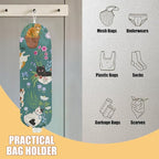 Garden Cat Plastic Bag Holder, Wall Mount Grocery Bag Holder, Plastic Storage bag, Pull Rope Free Adjustment, Plastic Bag Holders for Grocery Bags, Plastic Bag Dispenser for Home Kitchen