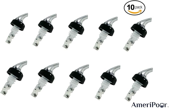 Measured Pourer - Liquor Bottle Pourers - Collared -(10pk) Made 100% In The USA. Bar Spouts That Don't Leak - No Cracks, Just A Perfect Cocktail Pour Everytime. Great for Wine Too!(1.25)