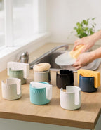 Ceramic Sponge Holder for Kitchen Sink, Scrub Sponge Dish Rack, Farmhouse Compact Sink Caddy Organizer, Turquoise