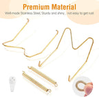 Bilillo 20 Pieces Stainless Steel Spring Plate Hangers for The Wall, 4/6/8/10 Inch Invisible Wire Holders with 20 Pcs Wall Hooks, Fit 4-11 Inch Decorative Plates, Platters & Dishes (Gold)