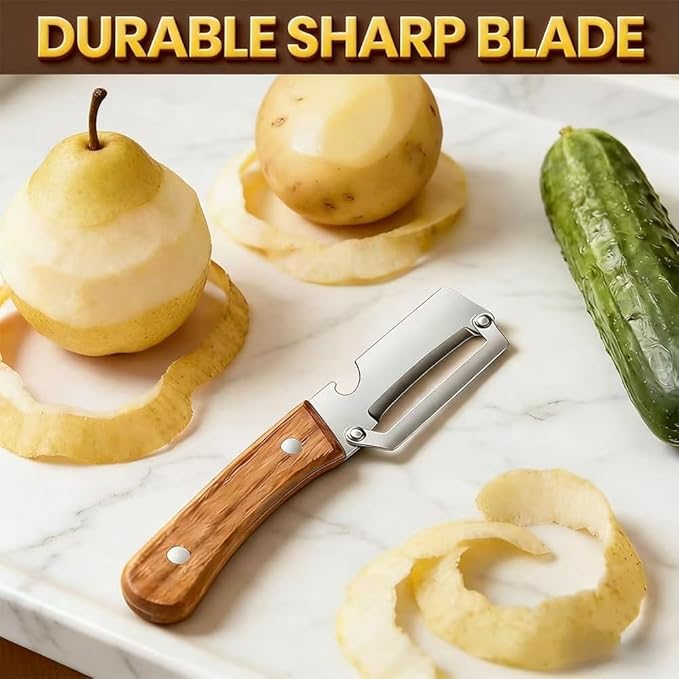 Thickened blade Multifunctional Vegetable Peeler, Multi-Functional Vegetable Peeler for Kitchen, 2-In-1 Stainless Steel Kitchen Tool, for Fruit Veggie, Includes Bottle Opener (2PCS)
