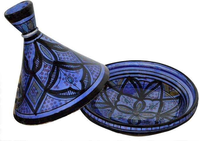 Moroccan Handmade Serving Tagine Exquisite Ceramic With Vivid colors Traditional 10 inches Across