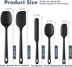 ChefAide 5 Pieces Silicone Spatula Set, Food Grade Rubber Spatula, Upgrade Strong Handle with Ergonomic Grip, Heat Resistant Up to 600°F for Nonstick Cookware, Cooking