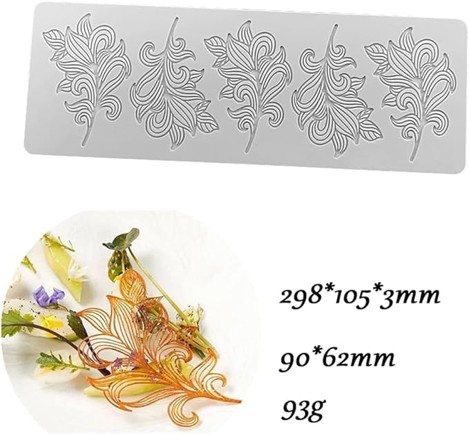 3D Hollow Leaf Fondant Lace Mold Multi Leaves Flower Candy Mold Chocolate Sugar Craft Cake Decoration Cupcake Top (A Leaf_11.92 * 4.2 * 0.12inch)