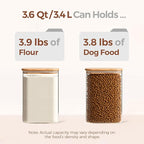 ComSaf 3.6Qt Glass Food Storage Containers, Cereal Storage Containers with Airtight Lids, Large Square Glass Jars with Bamboo Lids, for Rice, Pasta, Oats, Grains, Coffee Beans