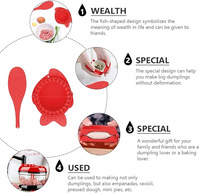 Unomor Dumpling Maker Molds 4pcs Plastic Dumpling Skin Press Tools Kitchen Gadget Set for Homemade Wrapping and Stuffing Cooking Accessories