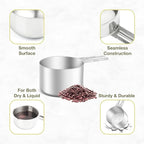 1PCS 1Cup (240ml, 8oz) Single Measuring Cup, Etched Inner Scale Stainless Steel Measure Scoop, Metric and US Measurement, Dishwasher Safe
