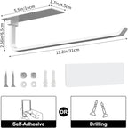 Paper Towel Holder - Self-Adhesive or Drilling, White, Upgraded Aluminum Kitchen Roll Dispenser Under Cabinet, Lighter but Stronger Than Stainless Steel!