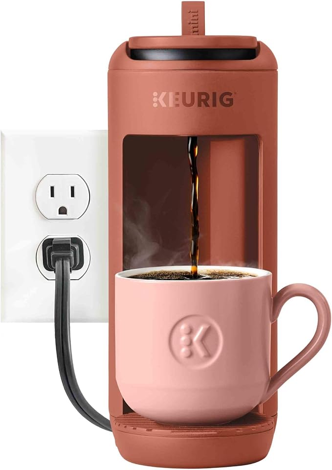 Keurig K-Mini Mate Single Serve K-Cup Pod Coffee Maker, Brews Up to 12 oz Cup, Compact Portable Coffee Machine for Small Spaces, Great for Dorms & Offices, Red Rocks