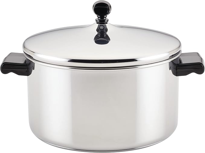 Farberware Classic Stainless Steel 6-Quart Stockpot with Lid, Stainless Steel Pot with Lid, Silver