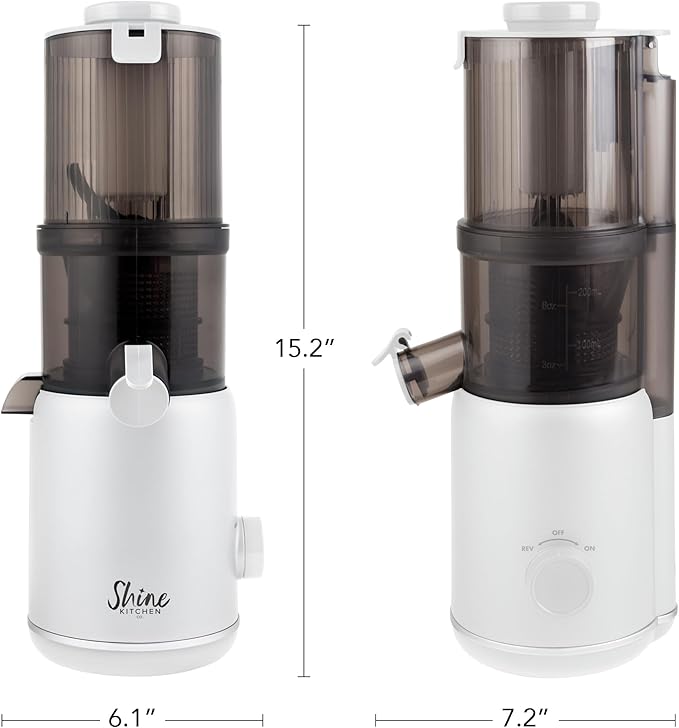 Shine Multi-Batch Compact Cold Press Juicer SMB-1, Hands-Free, Hopper Continuous Feed, Portable