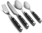 Cambridge Silverware Set, Jubilee Black 16-Piece Flatware Set, Service For 4, 18/0 Stainless Steel, Dishwasher Safe, Knives Spoons And Forks Set, Home And Kitchen Utensils(Black/Silver, 16 Pieces)