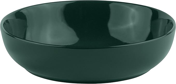 KooK Pasta Bowl, Salad Bowls, Soup, Serving Bowls, Ceramic, Large Capacity, Microwave & Dishwasher Safe, Set of 4, 40 Oz,(Hunter Green)