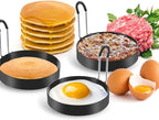 3.5" Egg Rings Mold with Plastic Handle, Round Mold for English Muffins - Griddle Cooking Shaper for Indoor Camping Breakfast Sandwiches w/Silicone Oil Brush (3.5 inch Plastic handle)