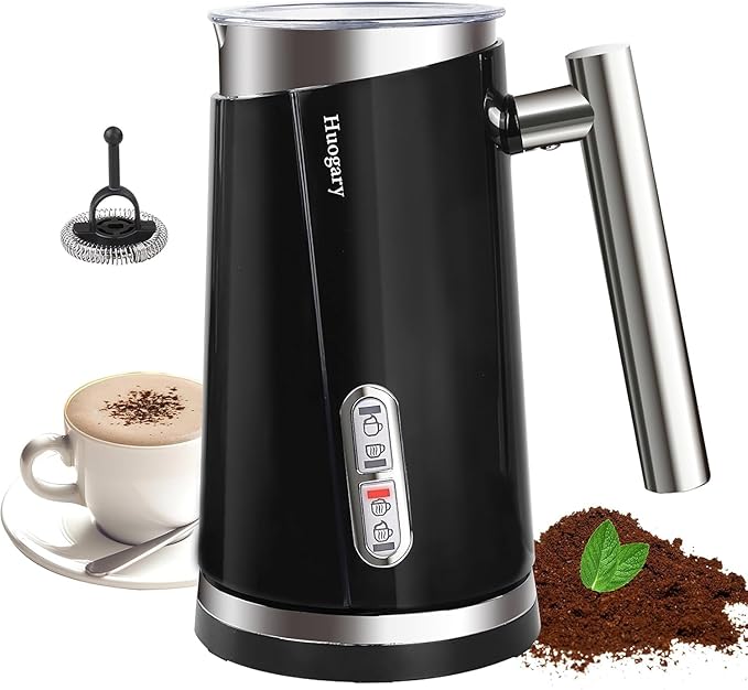 Huogary Milk Frother, 4 in 1 Electric Milk Steamer, Automatic Hot & Cold Foam Maker, Milk Warmer for Coffee, Latte, Cappuccino, Macchiato, 120V