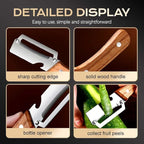 Multi-Functional Vegetable Peeler, Stainless Steel Blade with Wooden Handle for Fruits and Vegetables (3 Pcs)
