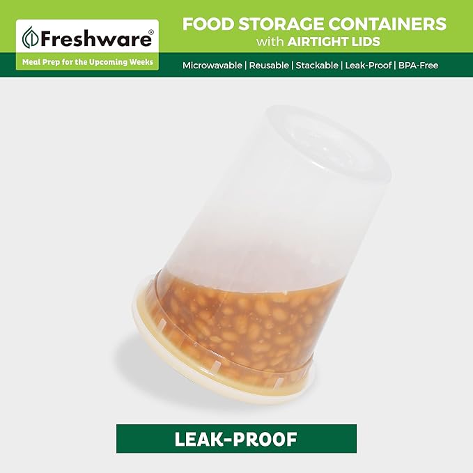 Freshware Food Storage Containers [240 Set] 32 oz Plastic Deli Containers with Lids, Slime, Soup, Meal Prep Containers | BPA Free | Stackable | Leakproof | Microwave/Dishwasher/Freezer Safe