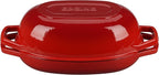 Enameled Cast Iron Oval Dutch Oven Pot with Lid, Dutch Oven for Sourdough Bread Baking, Oval Bread Pan, 5qt, Red