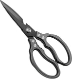 CGBE Kitchen Scissors, Multi-Purpose Kitchen Shears, Heavy Duty Dishwasher Safe Food Scissors for Chicken, Poultry, Fish, Meat & Herbs with Non-Slip Grips - ALL Black